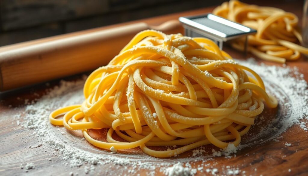 Homemade tagliolini pasta dough