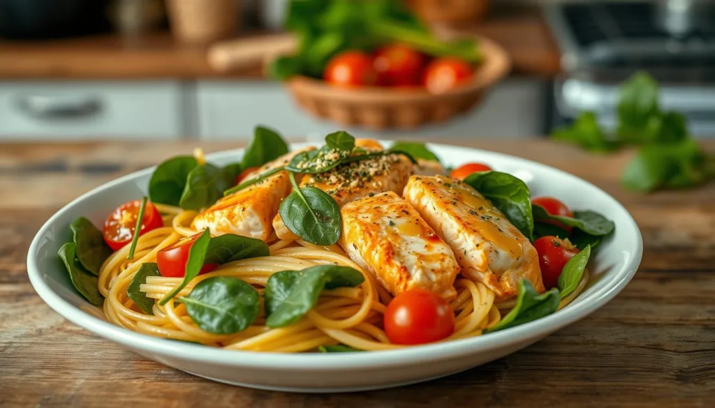 Protein-Packed Salmon and Spinach Pasta