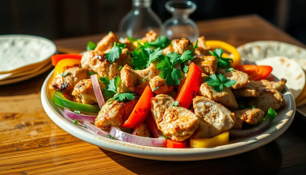 fajitas de pollo con verduras