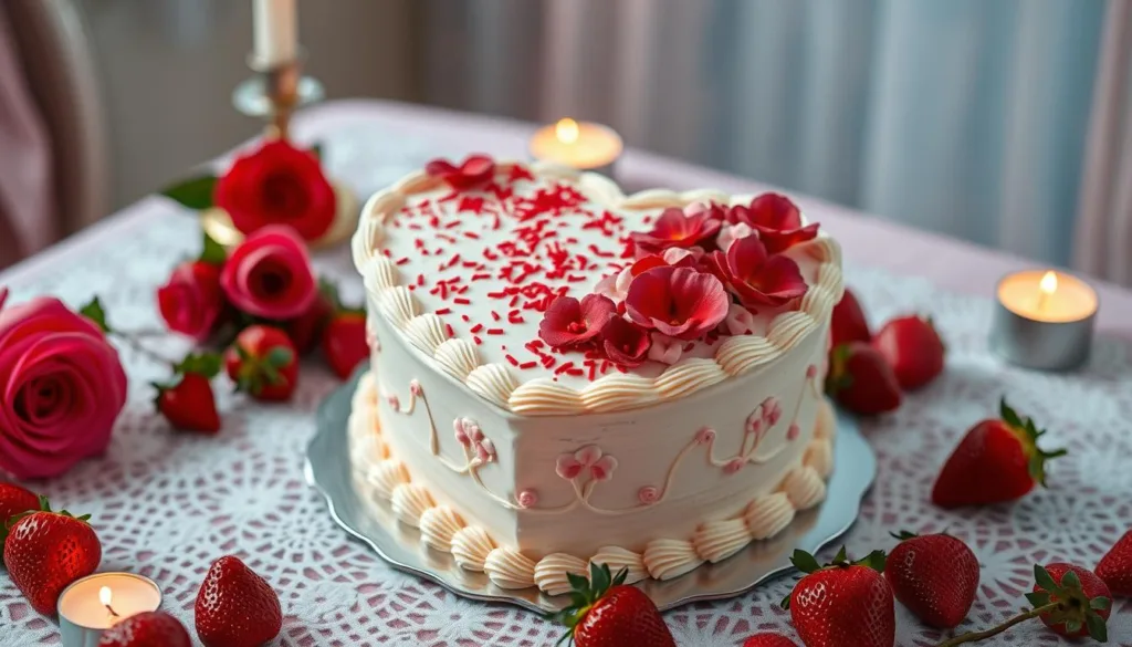 heart shaped Valentine cake