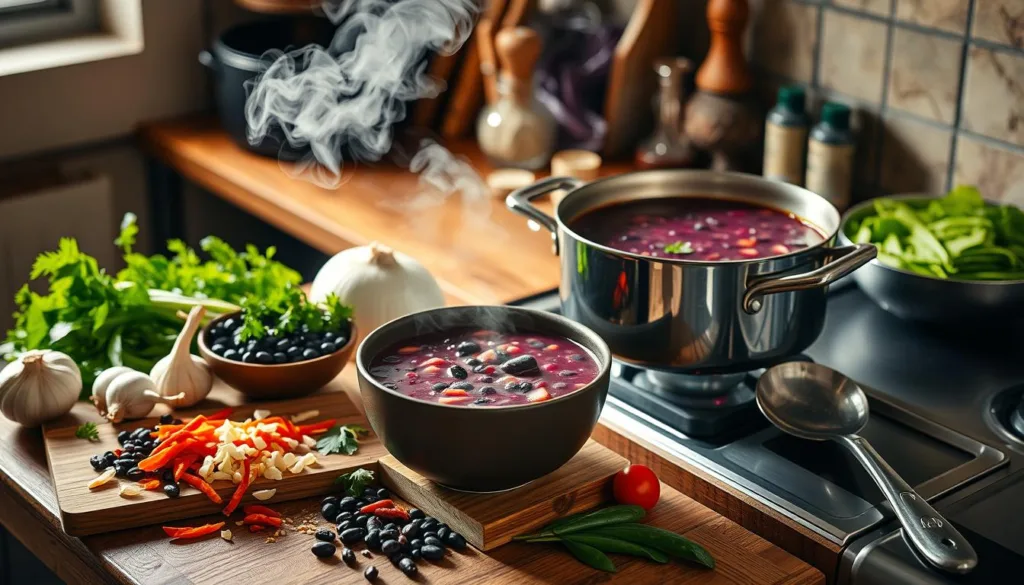 Delicious purple black bean soup recipe method