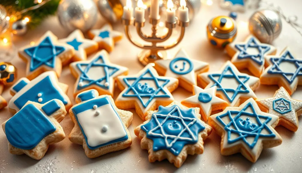 Festive Hanukkah cookie decorations