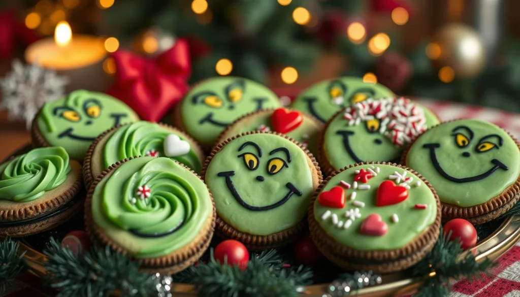 Oreo flavor variations with Grinch-themed treats