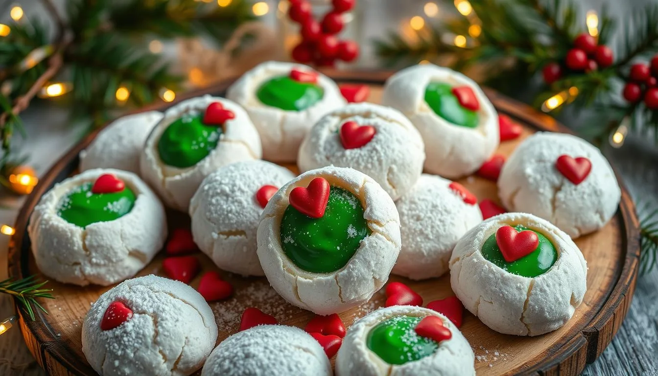 grinch snowball cookies​